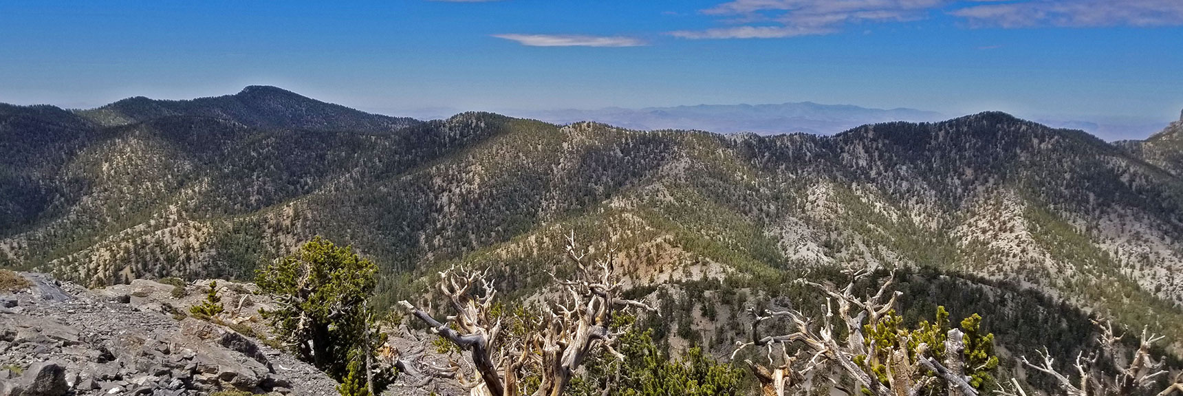 Bonanza Trail Ridgeline. Don't Yet Know the Distant Mountains. Nopah Range? | The Sisters South | Lee Canyon | Mt Charleston Wilderness | Spring Mountains, Nevada