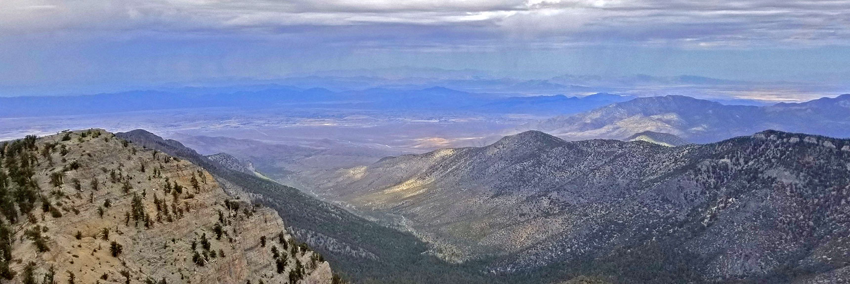 View Toward Pahrump Valley from Lee Peak Summit | Lee and Charleston Peaks via Lee Canyon Mid Ridge | Mt Charleston Wilderness | Spring Mountains, Nevada