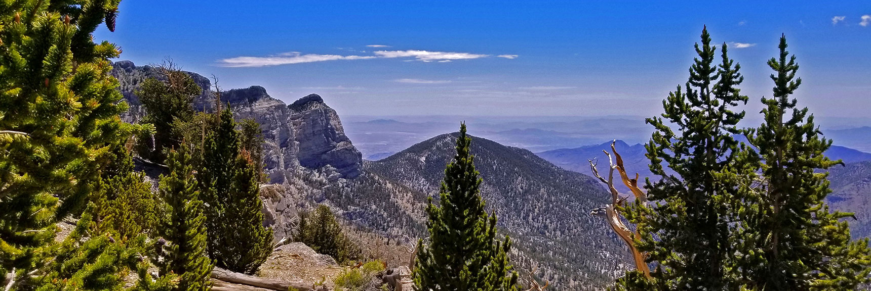 Tip of Mummy Mountain (left), Fletcher Peak (right) | Lee to Kyle Canyon | Foxtail Approach | Mt Charleston Wilderness | Spring Mountains, Nevada