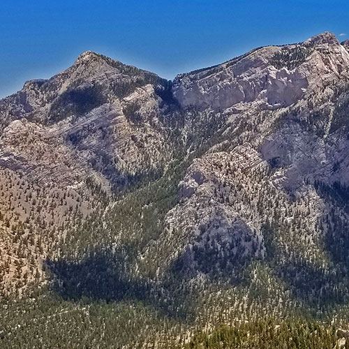 Mummy's Head Ascent Route Viewed from Black Rock Sister | Mummy's Head Straight Up from Lee Canyon | Mt Charleston Wilderness | Spring Mountains, Nevada