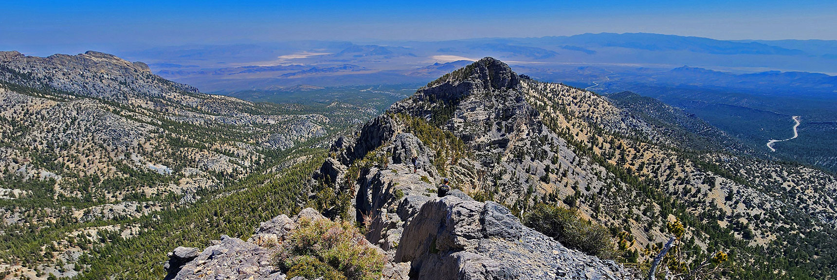 Arrival on Western Highest Summit. View of Saddle to North Sister. | Sisters South to the Sisters North | Mt. Charleston Wilderness | Spring Mountains, Nevada