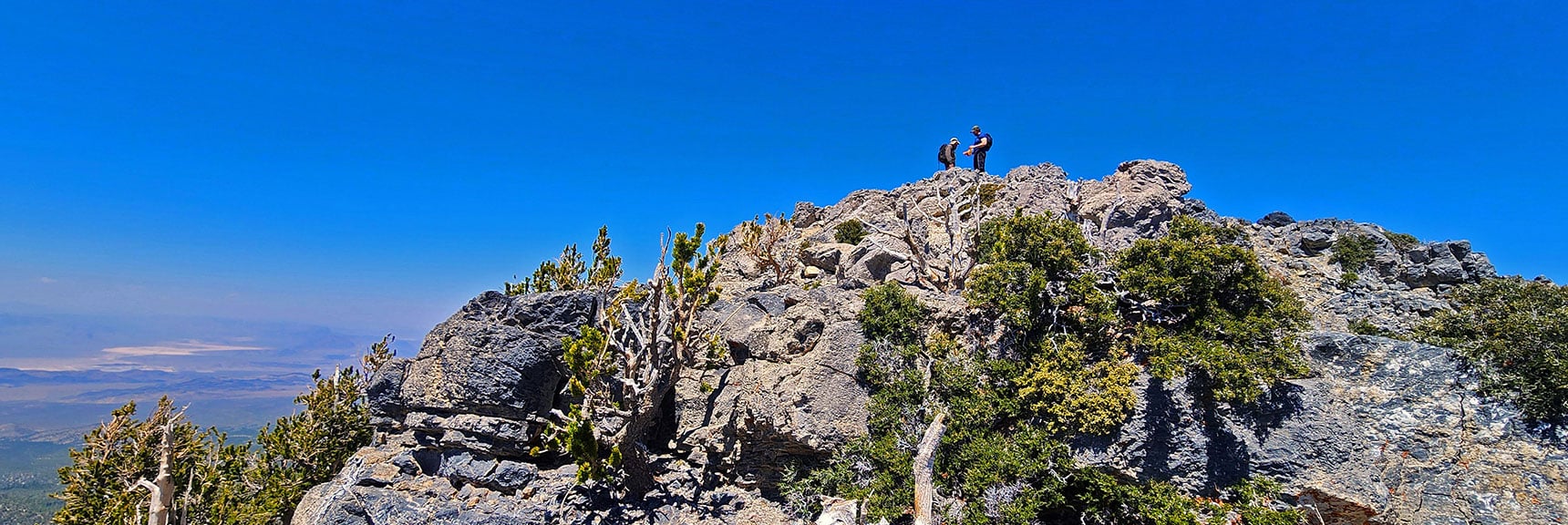 Having Rounded Summit, Now Ascend East Side. John & Greg on Summit | Sisters South to the Sisters North | Mt. Charleston Wilderness | Spring Mountains, Nevada