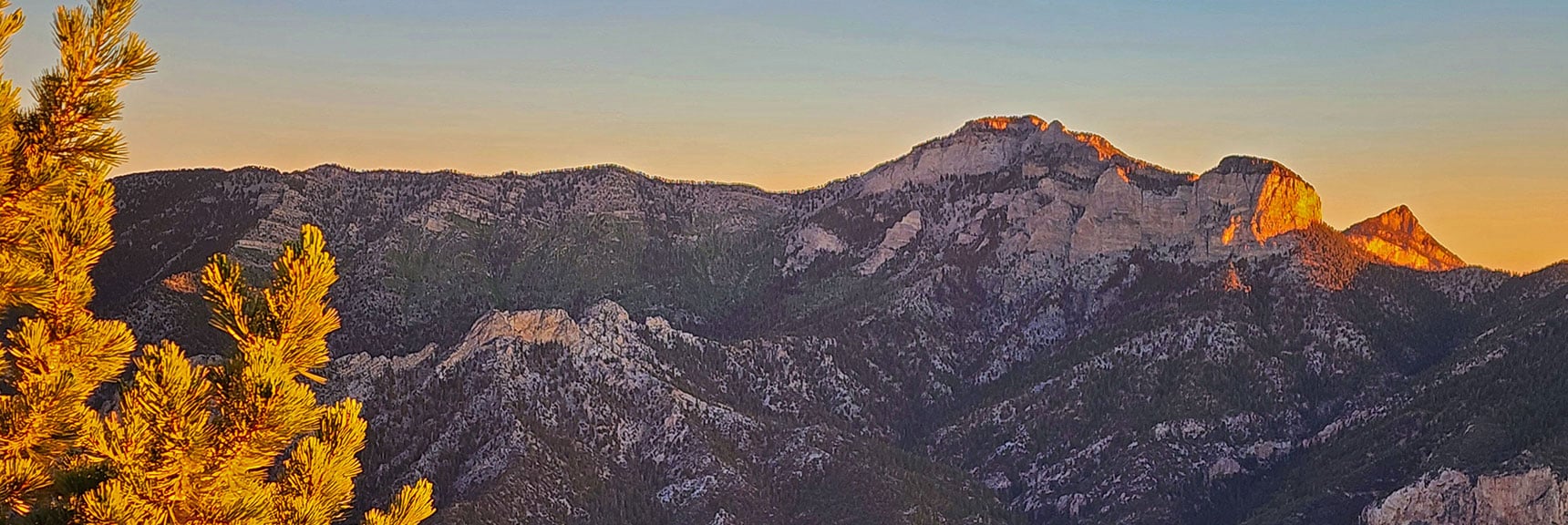 Mummy Mt. and North Kyle Canyon Ridgeline in the Rising Sun. | Wilson Ridge / Sexton Ridge Circuit | Lovell Canyon, Nevada