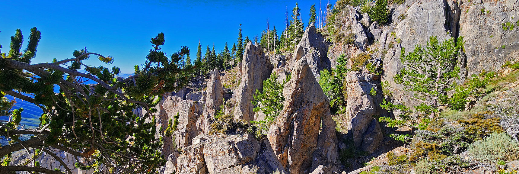Beautiful Limestone Sculptures in Cliffs During Griffith Peak Ascent | Wilson Ridge / Sexton Ridge Circuit | Lovell Canyon, Nevada
