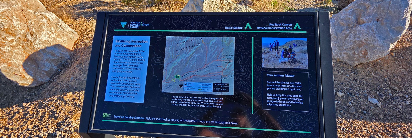 Trailhead Entrance Sign on Lower Kyle Canyon Road | La Madre Mt North Ridge | La Madre Mountains Wilderness, Nevada