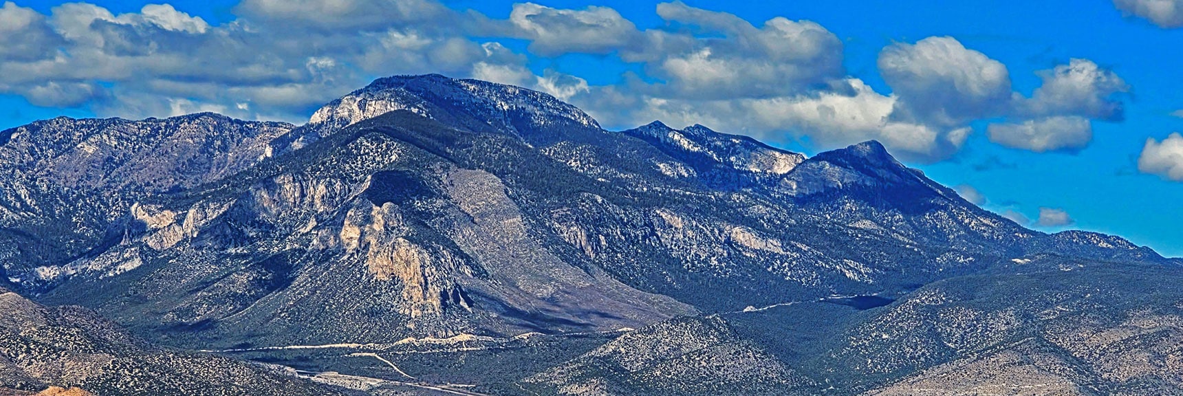 Enlarged Mummy Mt. Tre Covered Fletcher Peak in Front of Mummy's Toe | La Madre Mt North Ridge | La Madre Mountains Wilderness, Nevada