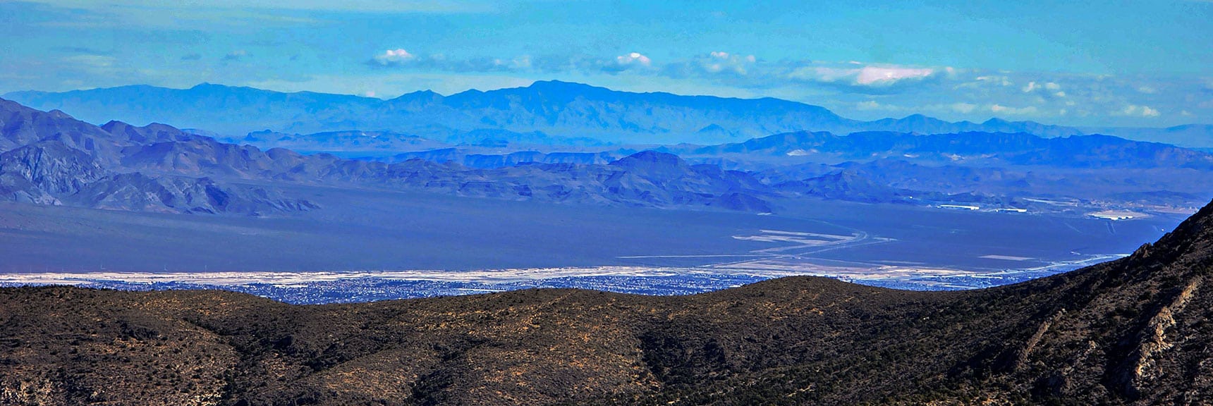North Vegas Valley (Centennial Hills) to Muddy & Virgin Mts. Backdrop | La Madre Mt North Ridge | La Madre Mountains Wilderness, Nevada