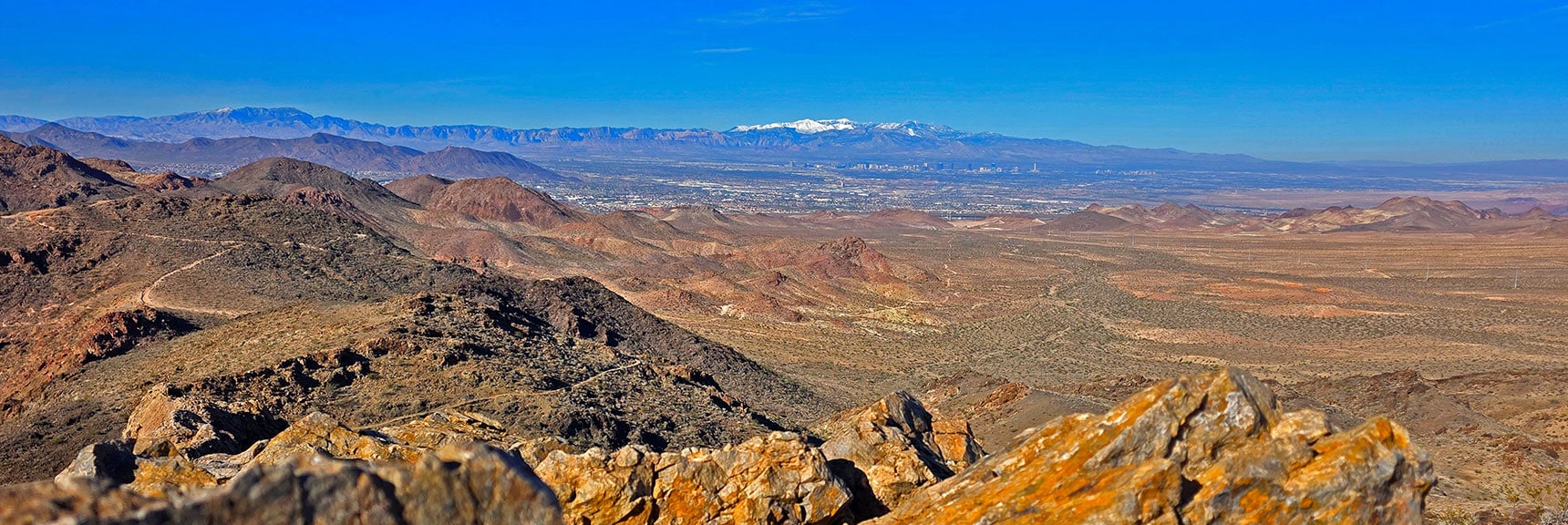 Return Valley Below. Vegas Valley & Spring Mts. as Backdrop. | Black Mountain and River Mountain Loop | River Mountains | Lake Mead National Recreation Area, Nevada