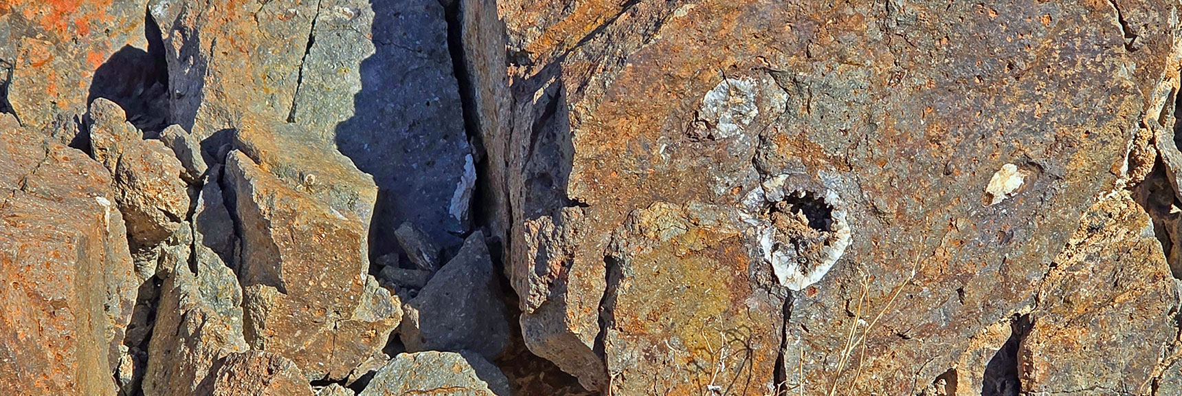 Watch for Geological Formations. Geode Embedded in This Boulder. | Black Mountain and River Mountain Loop | River Mountains | Lake Mead National Recreation Area, Nevada