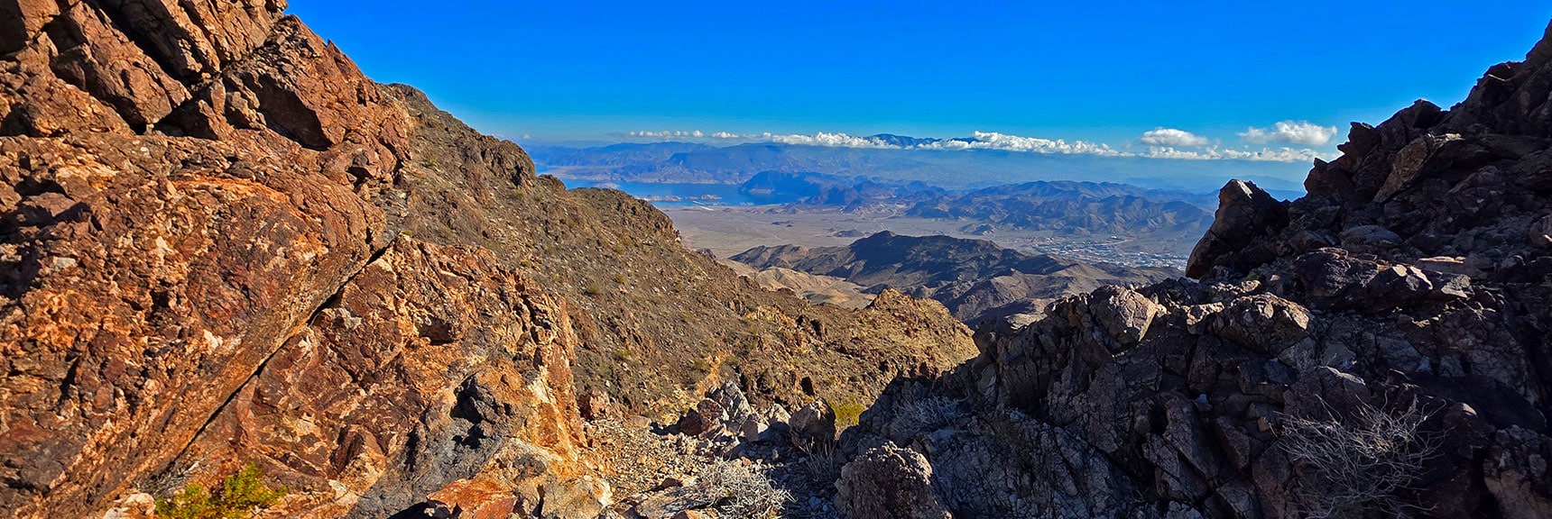 Framed View of Lake Mead, Fortification Hill, Arizona Black Mts. East | Black Mountain and River Mountain Loop | River Mountains | Lake Mead National Recreation Area, Nevada