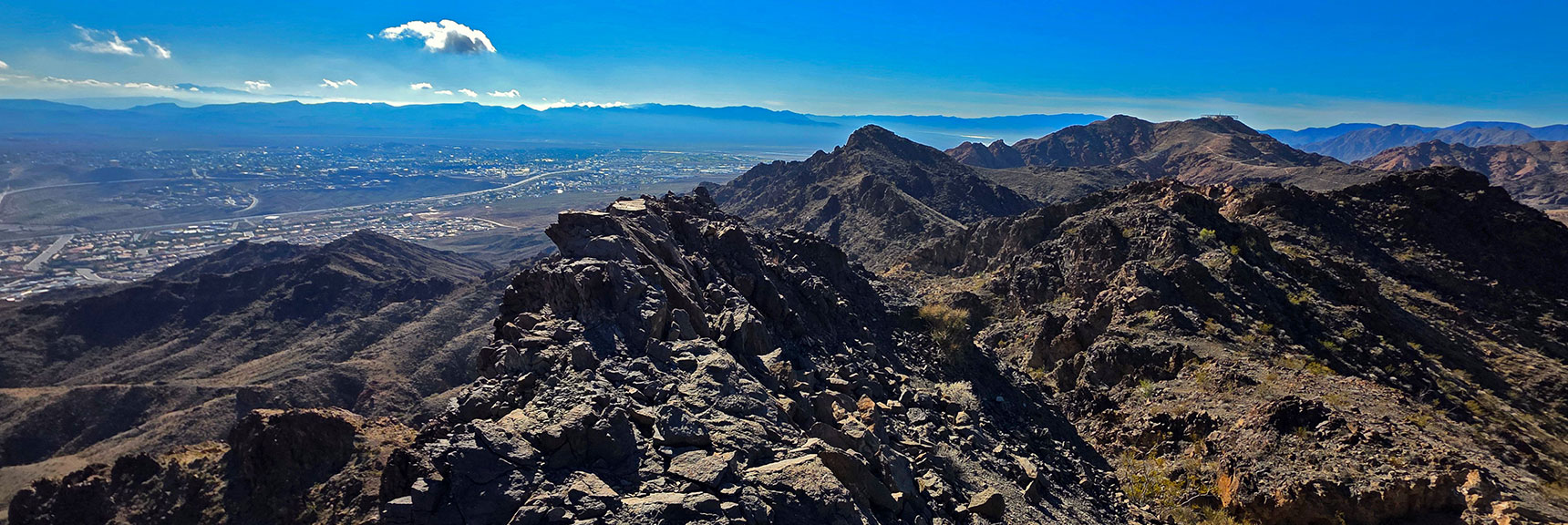 View Back to Black Mt. Overlook, Radar Mt., Boulder City Below | Black Mountain and River Mountain Loop | River Mountains | Lake Mead National Recreation Area, Nevada