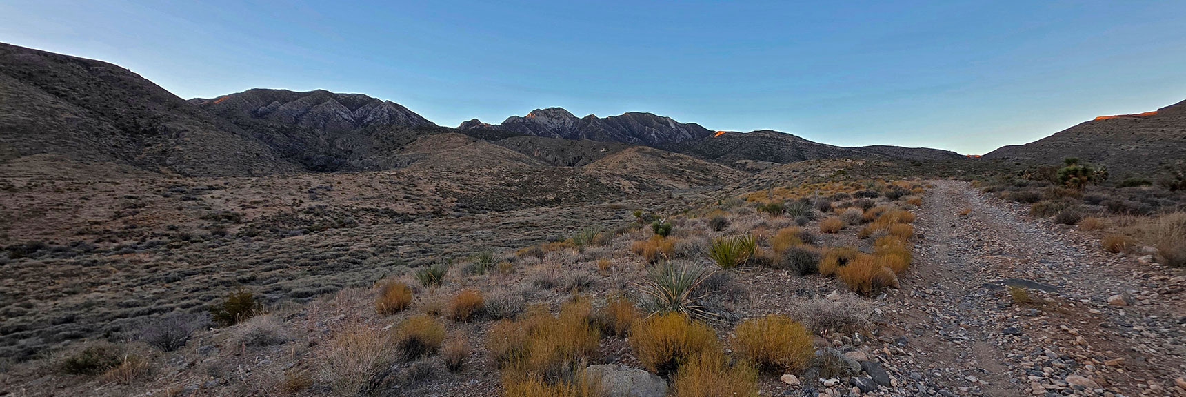 On the East La Madre Wilderness Road Along La Madre Ridgeline North Base. | North Ridge Loop | La Madre Mountains Wilderness, Nevada