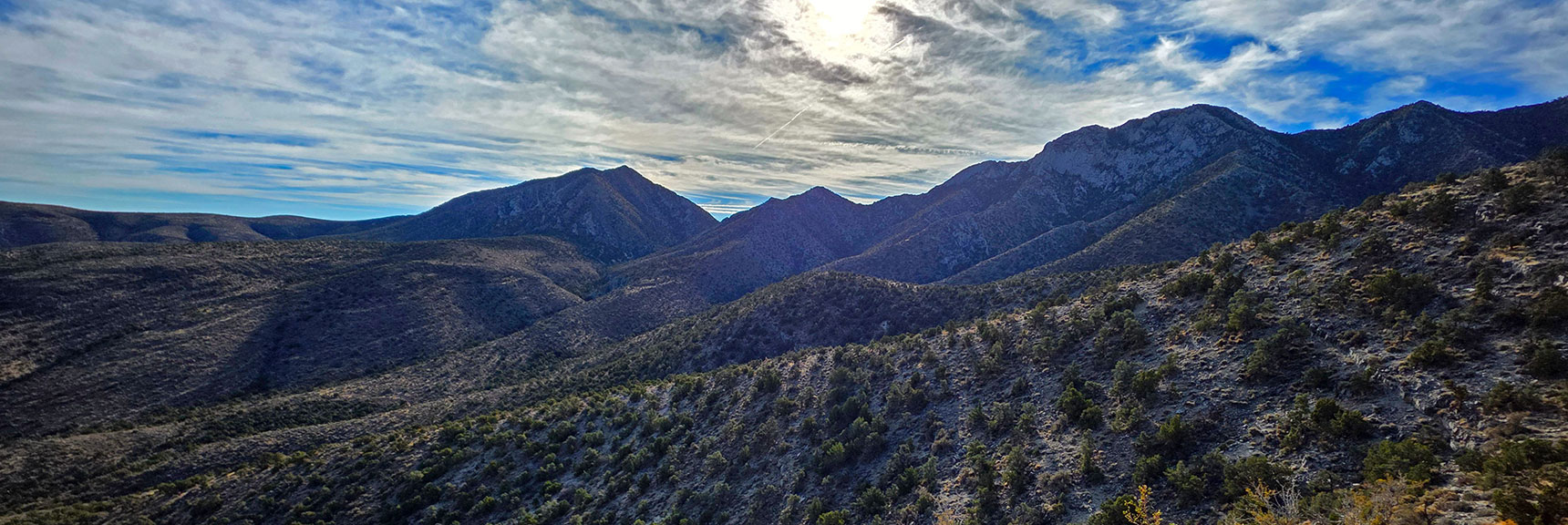 Eastern La Madre Ridge: East Peak, Saddle, Peak 6826, Fernande, Peak 7680. | North Ridge Loop | La Madre Mountains Wilderness, Nevada