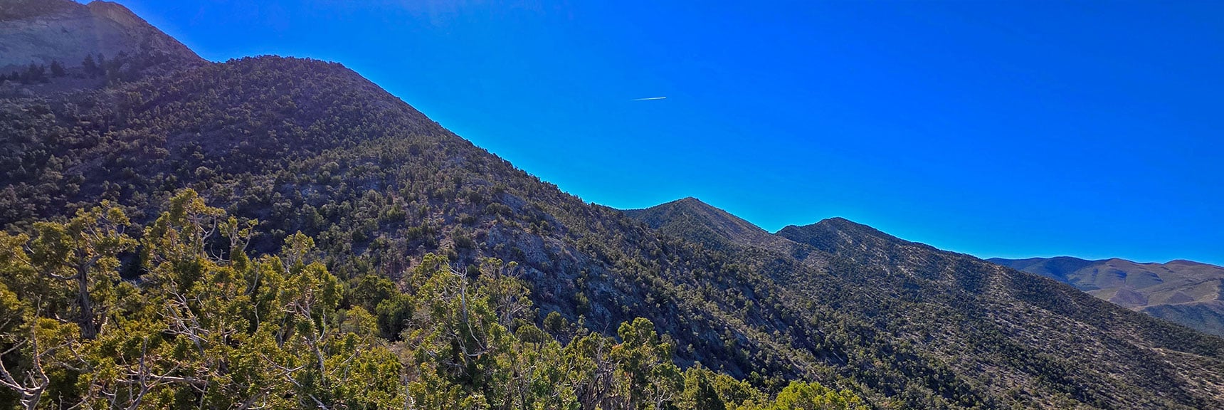 Now Burnt Peak and El Bastardo Peak Visible to West on La Madre Ridgeline | North Ridge Loop | La Madre Mountains Wilderness, Nevada