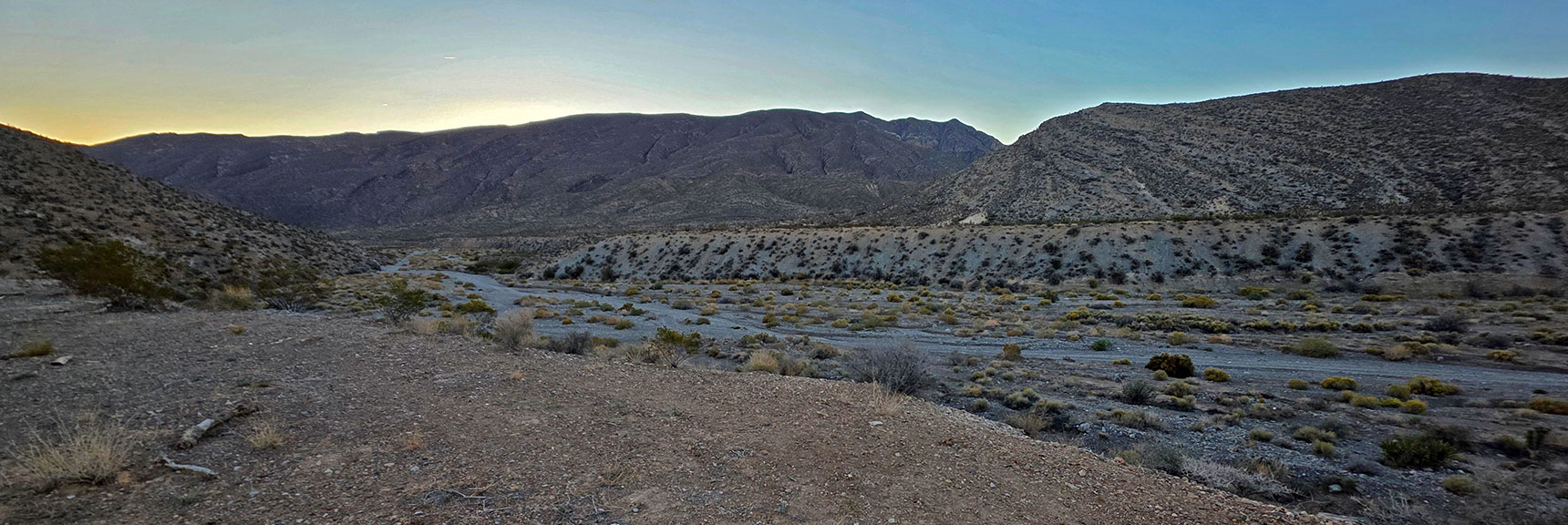 Head South 100 Yards to Cross Massive Harris Springs Canyon Wash | La Madre Ridgeline East Saddle | La Madre Mountains Wilderness, Nevada