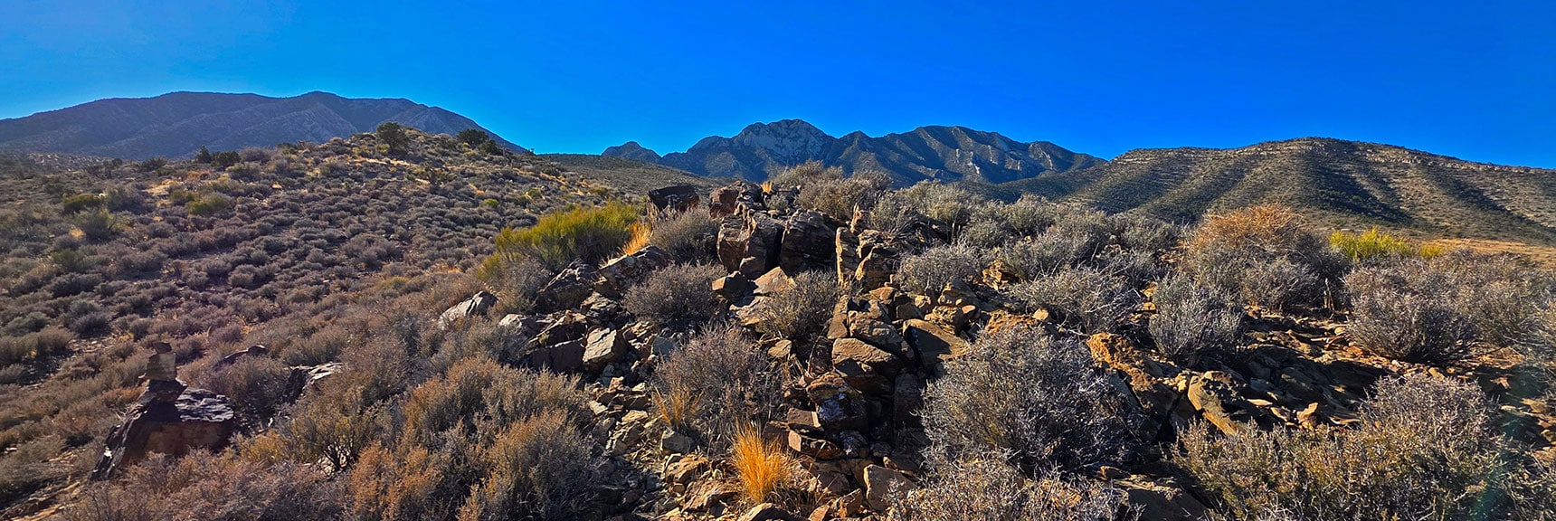The Trail Will Alternately Appear and Disappear. Stay on the Ridgeline Center. | La Madre Ridgeline East Saddle | La Madre Mountains Wilderness, Nevada