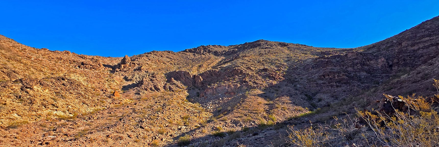 Ascend the Gully Right (South) Side, Circle Ridgeline To Easter Island Peak | Leaning Arch Loop | River Mountains | Lake Mead NRA, Nevada