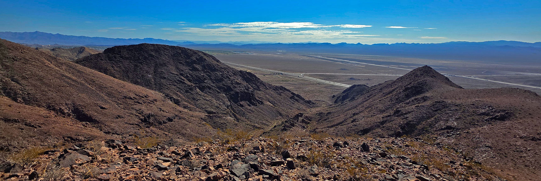 Two Highways Below: Closer is 93, Further is I-11 to Hoover Dam Area | Leaning Arch Loop | River Mountains | Lake Mead NRA, Nevada
