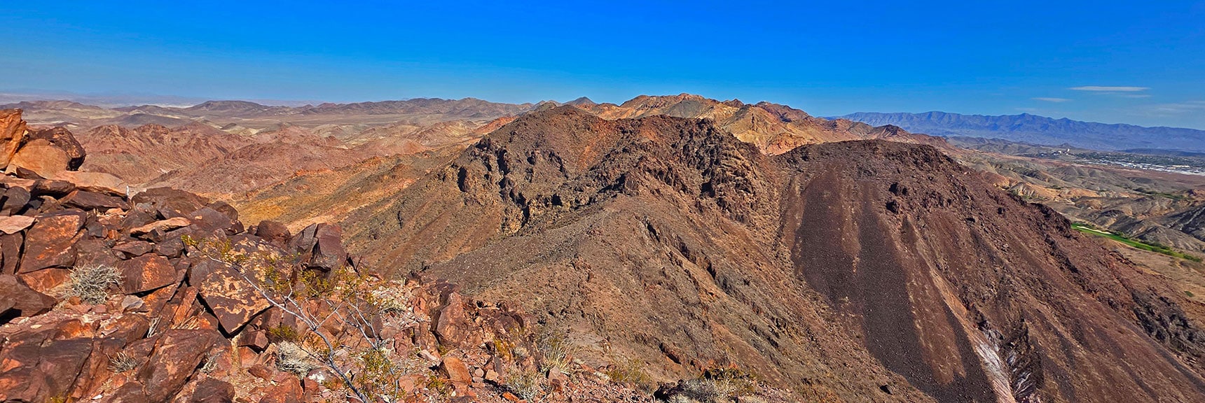 View Over the Edge of STEEP Leaning Arch Peak Slope, the Next Descent | Leaning Arch Loop | River Mountains | Lake Mead NRA, Nevada