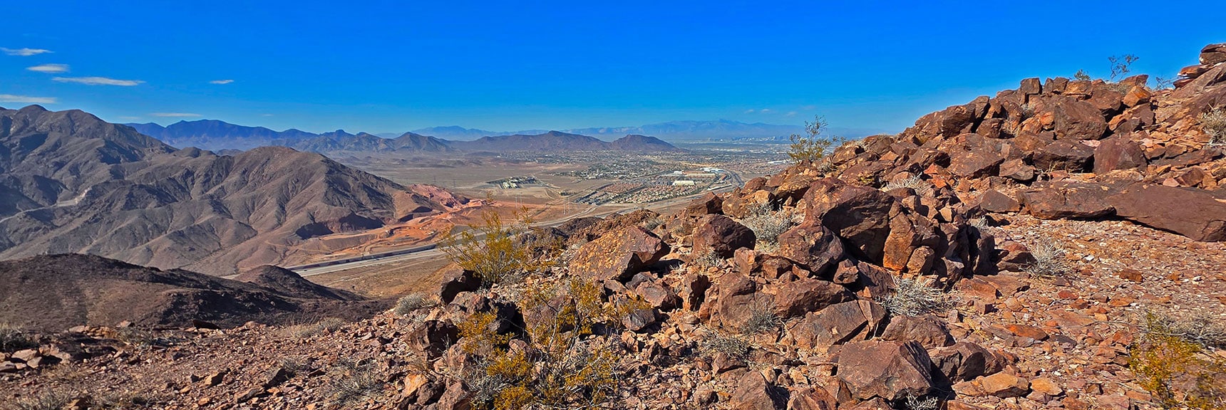 Summit View of Leaning Arch Peak to McCullough Wilderness West of Henderson | Leaning Arch Loop | River Mountains | Lake Mead NRA, Nevada