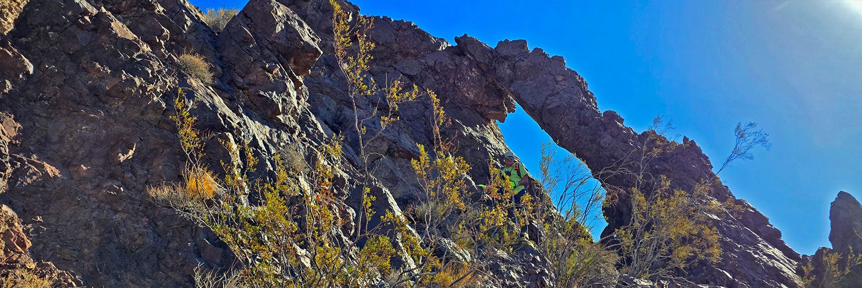 Arrival at North Side of Leaning Arch About 300ft Above Saddle | Leaning Arch Loop | River Mountains | Lake Mead NRA, Nevada