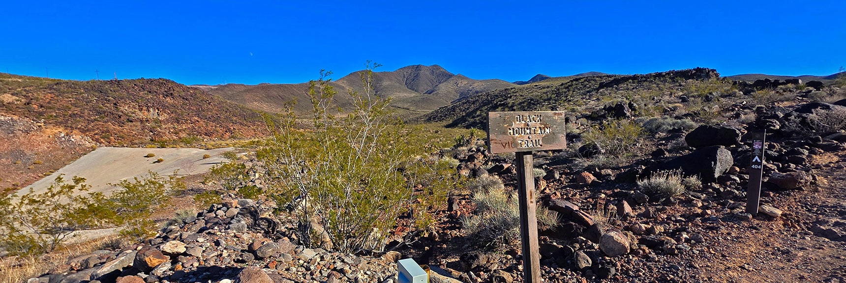 Turn Right at the Trailhead for Counterclockwise Loop. | Black Mountain North Loop | McCullough Hills | Sloan Canyon National Conservation Area, Nevada