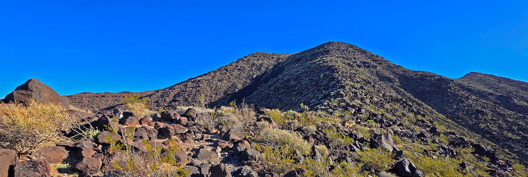 Final Approach Ahead. Double South & North Summit, Shallow Saddle. | Black Mountain North Loop | McCullough Hills | Sloan Canyon National Conservation Area, Nevada