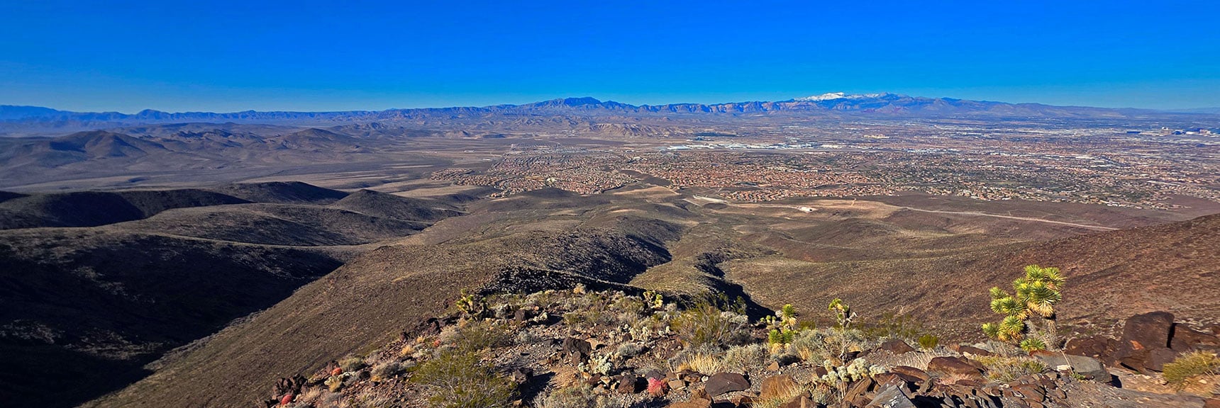Higher View Down Approach Ridge from Final Summit Approach | Black Mountain North Loop | McCullough Hills | Sloan Canyon National Conservation Area, Nevada