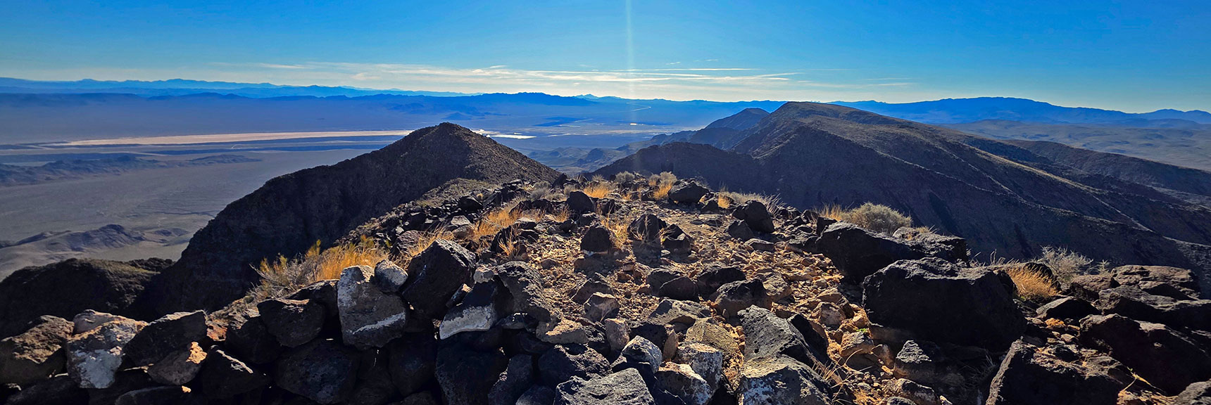 Fracture & N McCullough Peaks to South Along Mountain Ridgeline. | Black Mountain North Loop | McCullough Hills | Sloan Canyon National Conservation Area, Nevada
