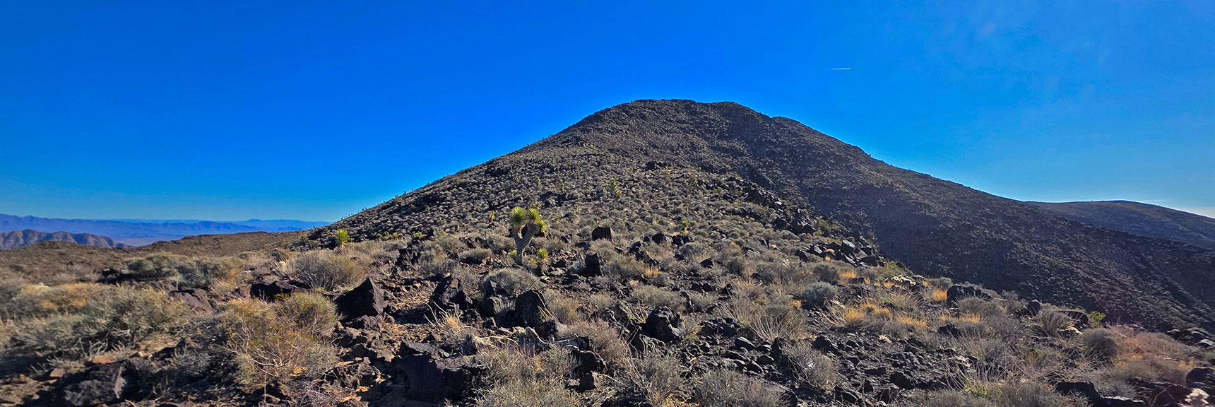 View Back Up Descent Ridgeline To Black Mt. Summit. | Black Mountain North Loop | McCullough Hills | Sloan Canyon National Conservation Area, Nevada