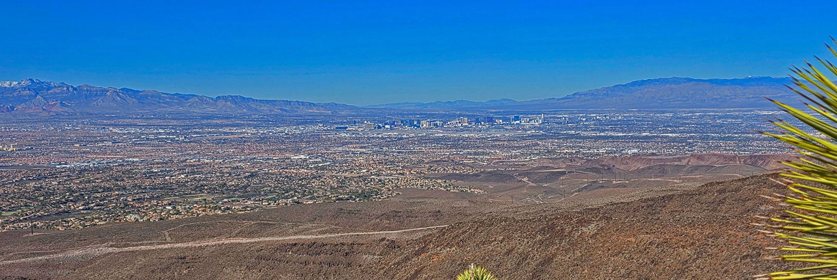 Sheep Range (right); Strip (Center) North Spring Mts. (left). | Black Mountain North Loop | McCullough Hills | Sloan Canyon National Conservation Area, Nevada