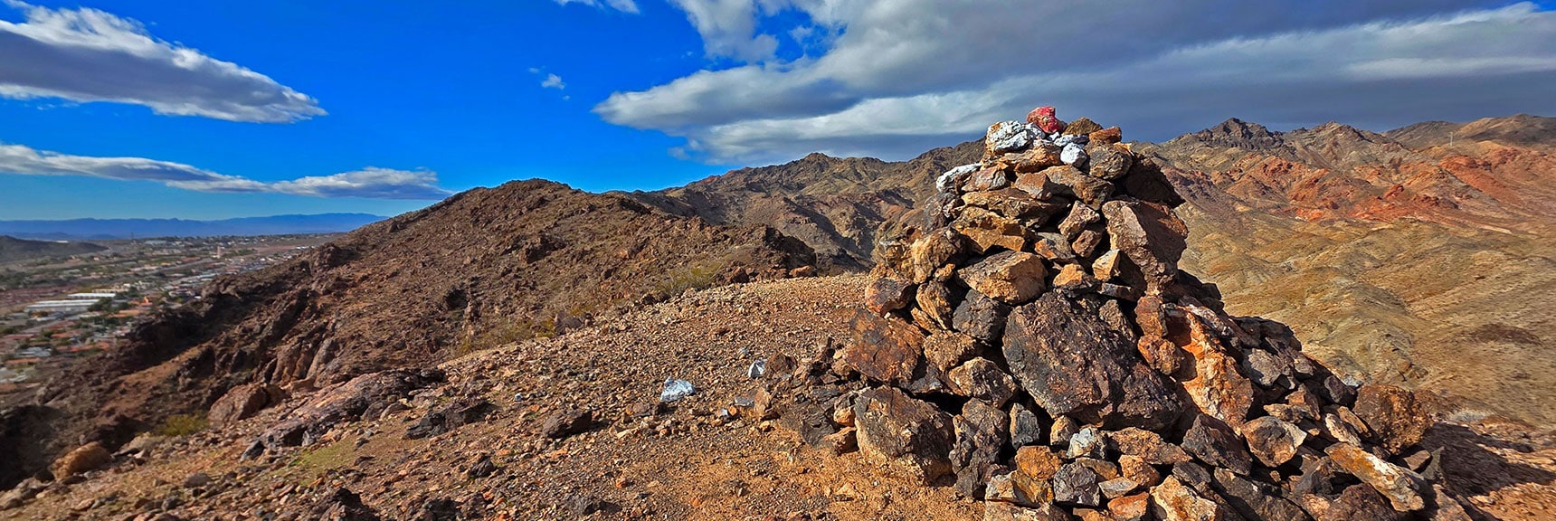 Forward View from This High Point: Black Mt. to Right of Cairn | Boulder city Ridgeline | Lake Mead National Recreation Area, Nevada