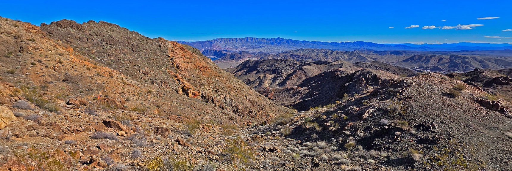 Upper Ridgeline to Right, Return Gully Below on Left | Boulder city Ridgeline | Lake Mead National Recreation Area, Nevada