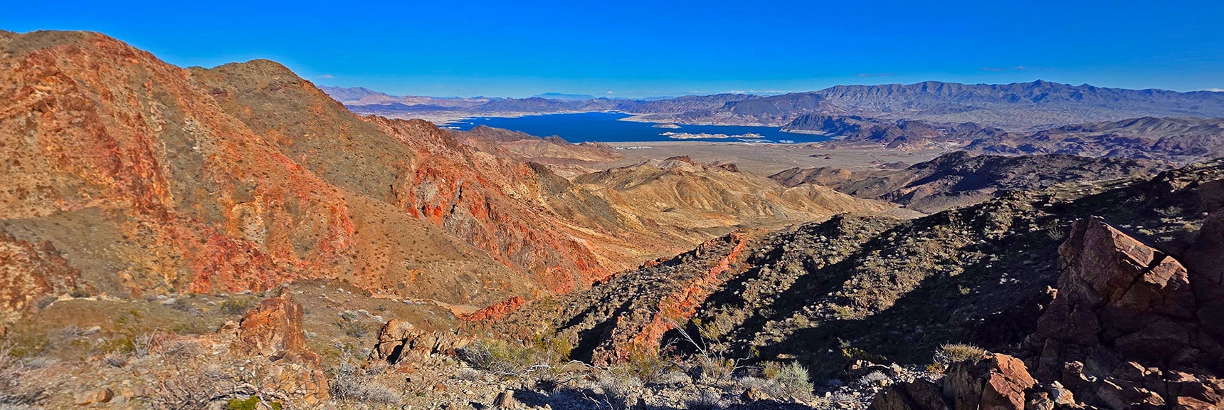 View Down Return Gully to Lake Mead | Boulder city Ridgeline | Lake Mead National Recreation Area, Nevada