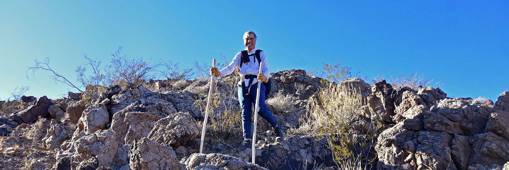 Ascend and Cross Ridge to Right of Mining Artifacts, Descend to Start Point | Boulder city Ridgeline | Lake Mead National Recreation Area, Nevada