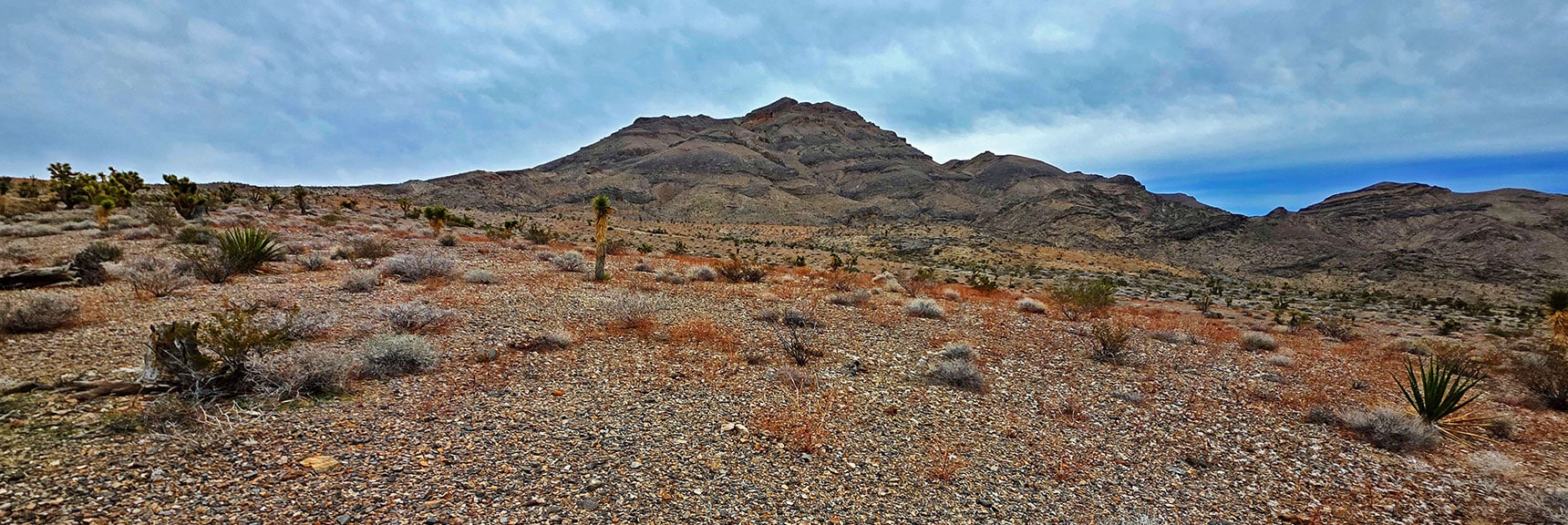 Gass Peak from the Gap Summit. Right Road Split Leads Around Its N Base | Castle Rock Loop | Desert National Wildlife Refuge, Nevada