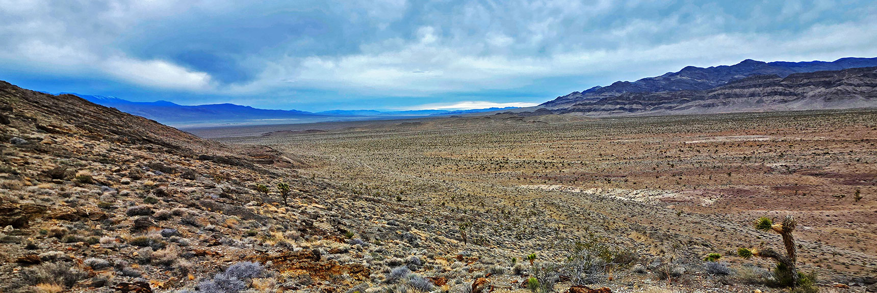 Western View Down the North Valley. The Road Below Offers Early Exit. | Castle Rock Loop | Desert National Wildlife Refuge, Nevada