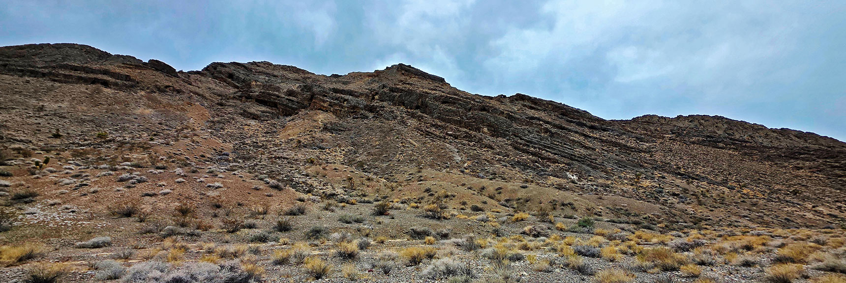 North Side of Castle Rock. Many Layer Ridges, Descent Gullies, Caves | Castle Rock Loop | Desert National Wildlife Refuge, Nevada