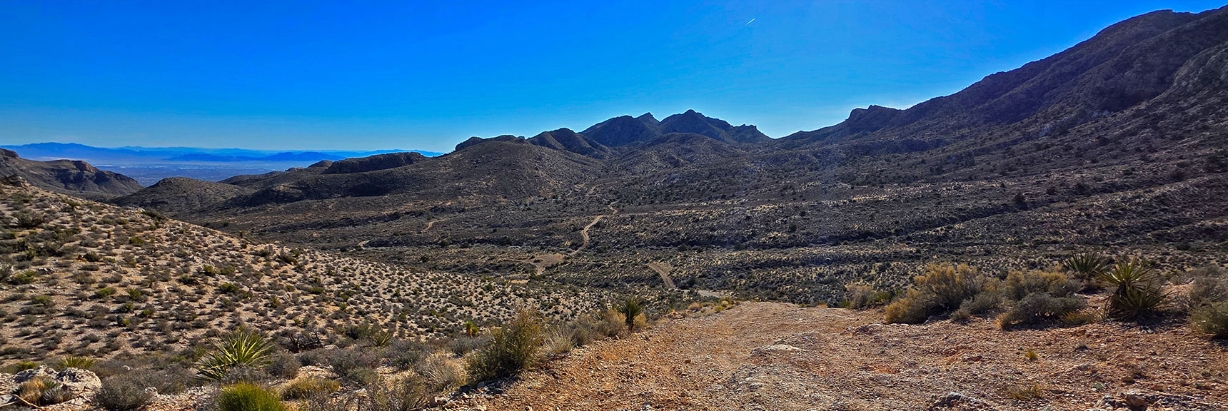 Emerge from Pass. Now Traverse East Edge of Ridgeline (right) | La Madre Ridge East Base Circuit | La Madre Mountains Wilderness, Nevada