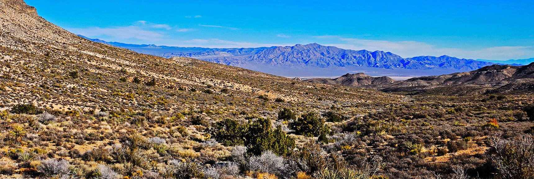 Gass Peak, North Vegas Area Comes into View Once Through Pass. | La Madre Ridge East Base Circuit | La Madre Mountains Wilderness, Nevada