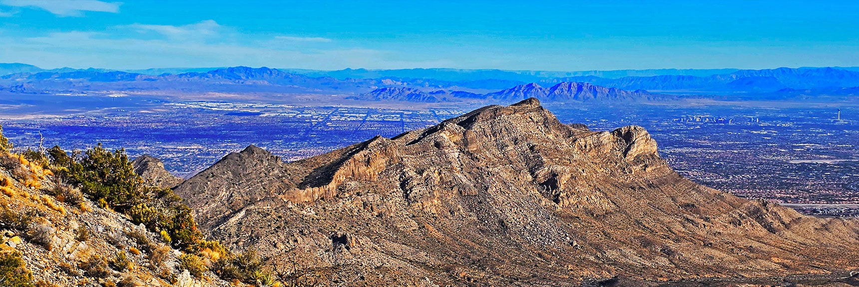 Muddy Mts., Sunrise Mt. & Frenchman Mt. Emerge Behind Gottlieb & Whale | La Madre Ridge East Base Circuit | La Madre Mountains Wilderness, Nevada