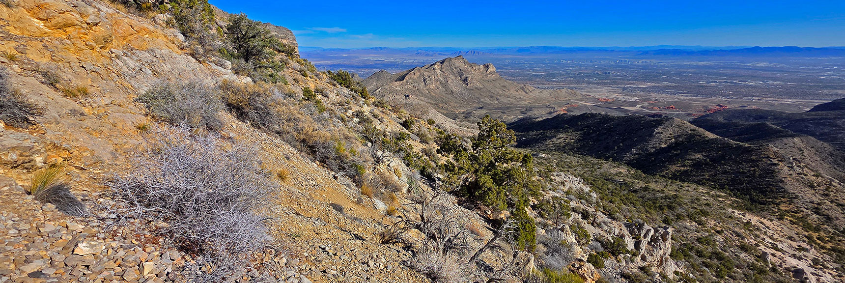 Turn-Around Point Near Saddle. Ascended Too Soon. Incline Too Steep, Loose | La Madre Ridge East Base Circuit | La Madre Mountains Wilderness, Nevada