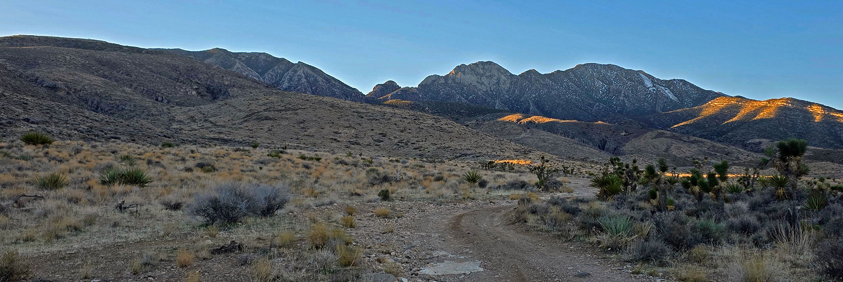Head Up La Madre Approach Valley Toward Ridge Saddle & Peaks | La Madre Ridgeline Eastern Grand Crossing Loop | La Madre Mountains Wilderness, Nevada