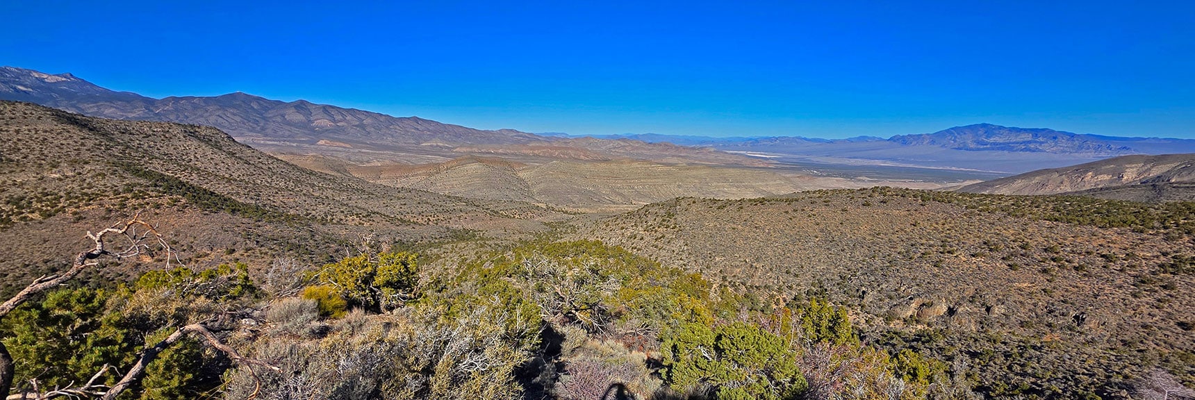 High Approach Ridge View Toward the Sheep Range (right). | La Madre Ridgeline Eastern Grand Crossing Loop | La Madre Mountains Wilderness, Nevada