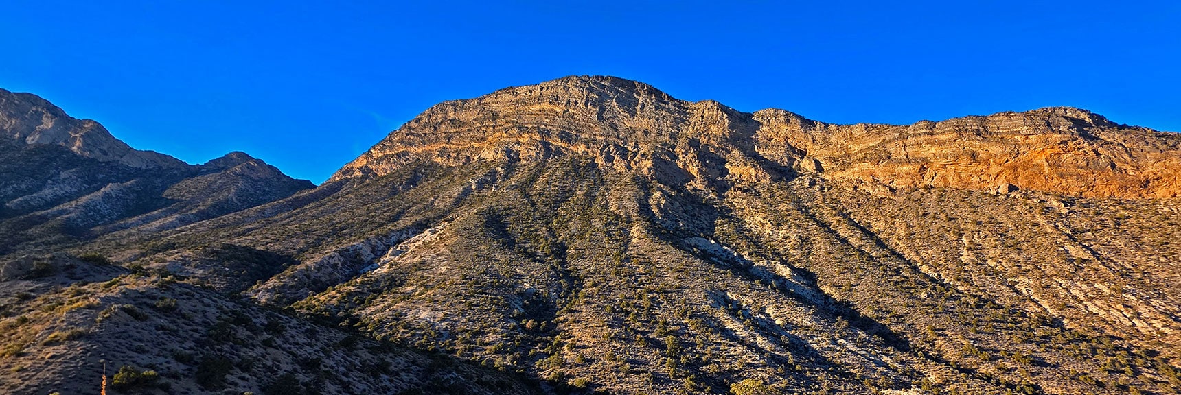 View Back Across Slope to Saddle. Should have Traversed Slope Higher | La Madre Ridgeline Eastern Grand Crossing Loop | La Madre Mountains Wilderness, Nevada