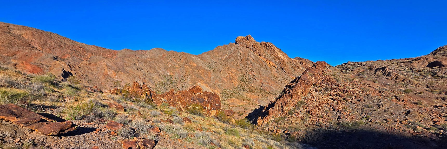 Stay High Traversing Slopes to Right Before Descending into West Canyon | Lonesome Peak West Canyon Loop | Eldorado Wilderness, Nevada