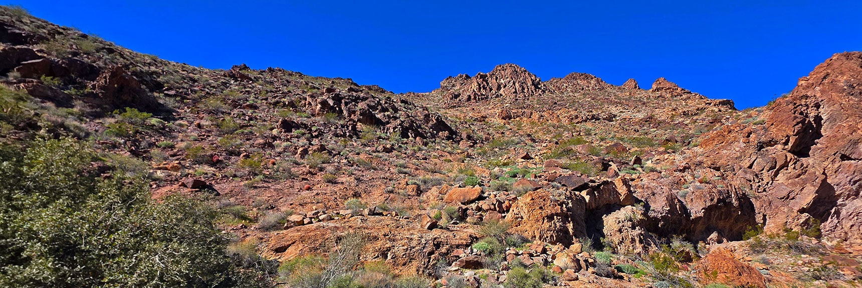 Backtrack, Ascend West Slope to Circle Back Toward Start Point. | Lonesome Peak West Canyon Loop | Eldorado Wilderness, Nevada