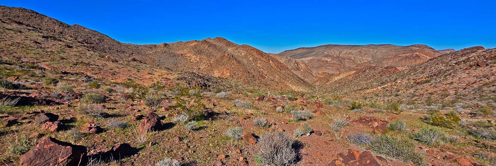 Begin Traversing Ridges & Valleys Beyond West Slope. | Lonesome Peak West Canyon Loop | Eldorado Wilderness, Nevada