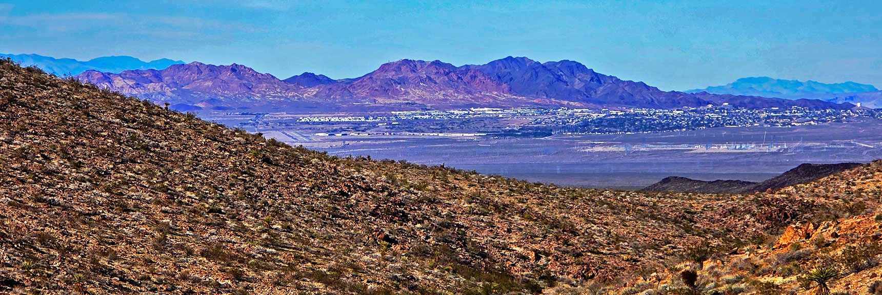 Boulder City with River Mts. Backdrop in View to the North | Lonesome Peak West Canyon Loop | Eldorado Wilderness, Nevada