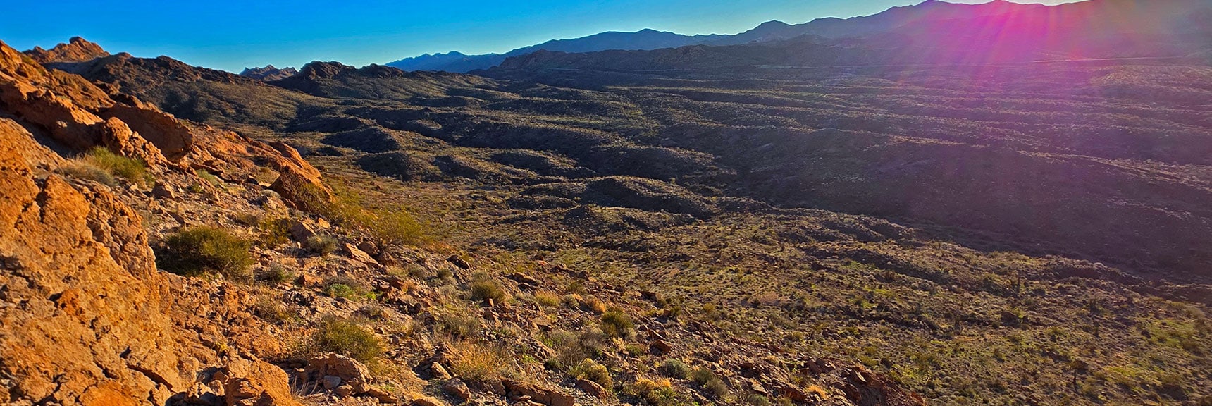 Descend Steep West Ridge to Cross Desert Back Toward Hwy 165. | Lonesome Peak West Canyon Loop | Eldorado Wilderness, Nevada